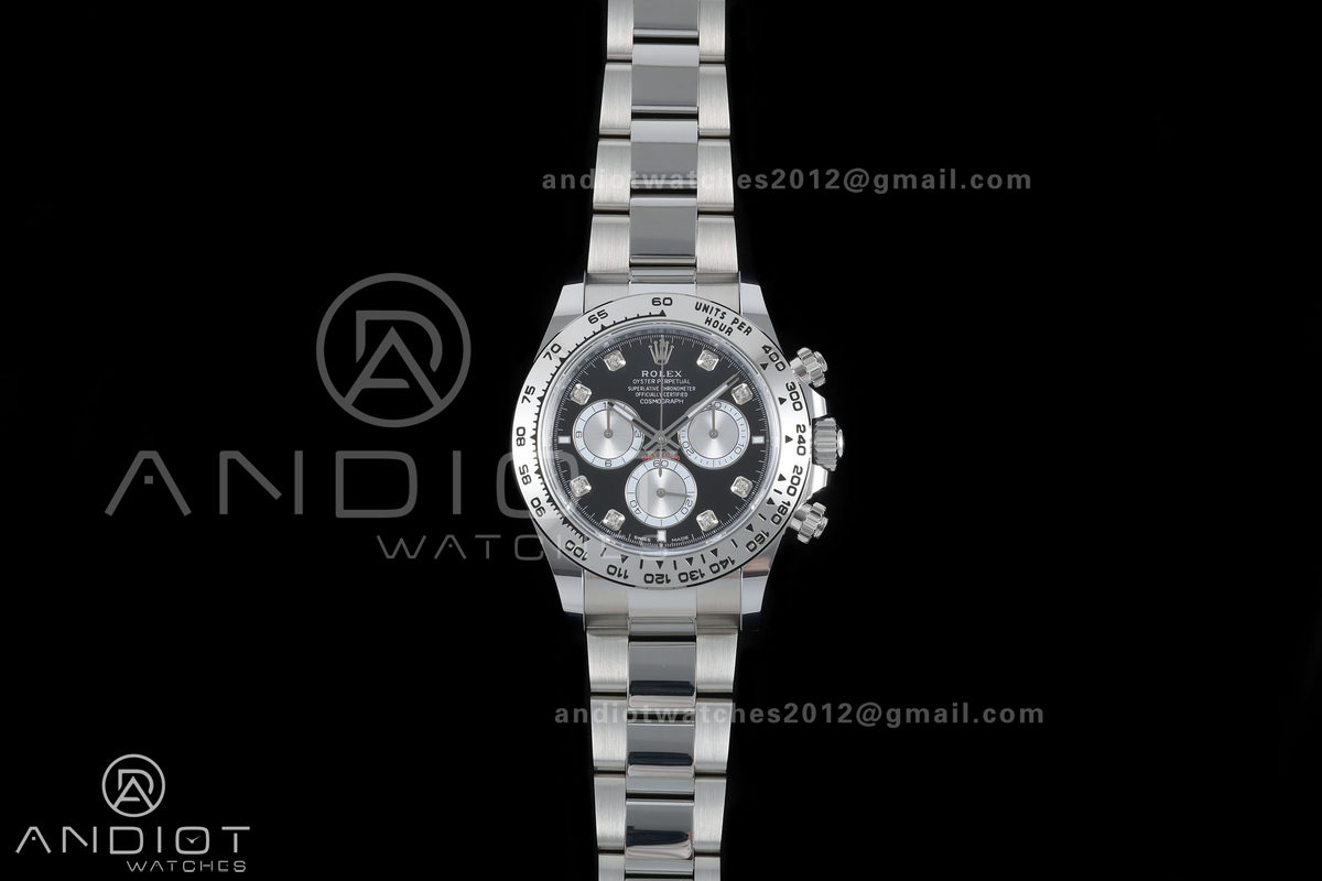 Daytona 126509 BTF 1:1 Best Edition Black/Silver Diamonds Dial on SS Braclet DD4131 (Weighted)